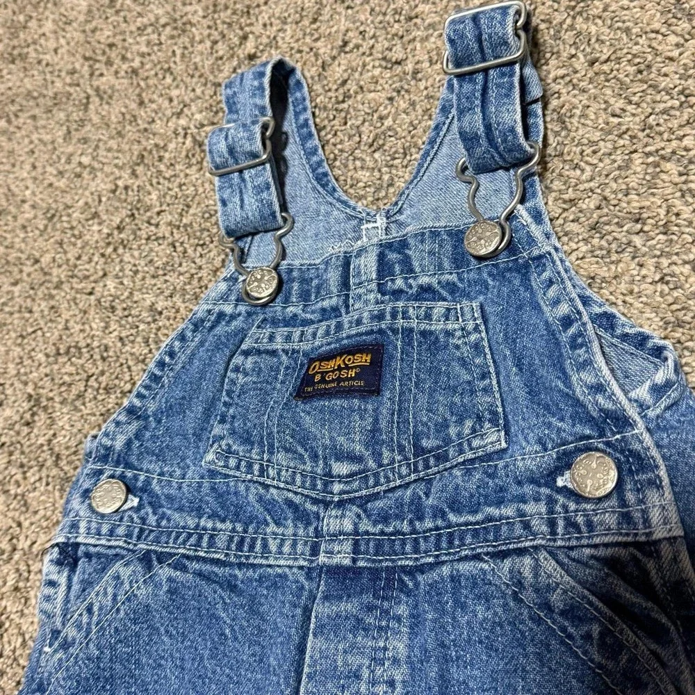 Vintage OshKosh B'Gosh Overalls 12 Months Blue Denim Bib Carpenter Baby